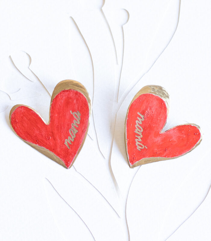 Pendientes corazón mamá