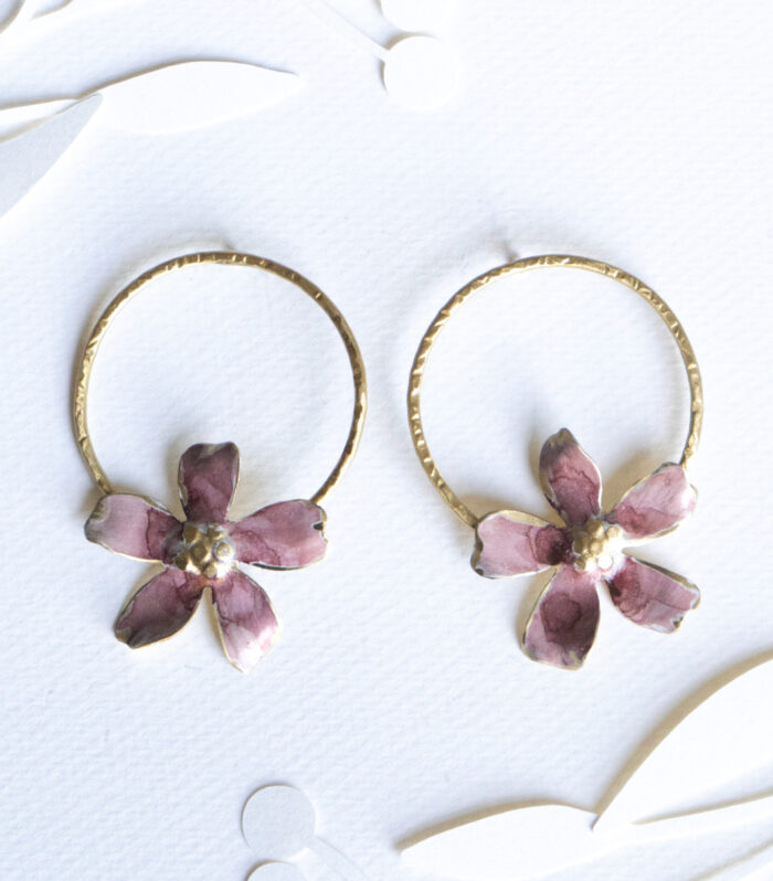 pendientes aro flor frutal